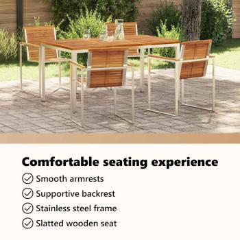 Garten Essgruppe 5 pcs Massives Akazienholz und Edelstahl