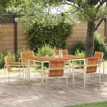 ARDEBO.de - 7-teilige Garten Essgruppe Solid Wood Akazie, Gartentisch 150x90x75 cm Solid Wood Akazie