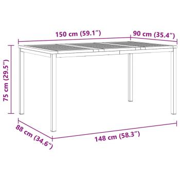 7-teilige Garten Essgruppe Solid Wood Akazie, Gartentisch 150x90x75 cm Solid Wood Akazie