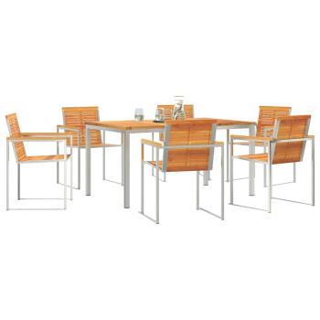 7-teilige Garten Essgruppe Solid Wood Akazie, Gartentisch 150x90x75 cm Solid Wood Akazie