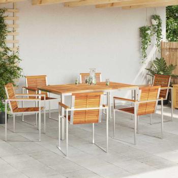 7-teilige Garten Essgruppe Solid Wood Akazie, Gartentisch 150x90x75 cm Solid Wood Akazie