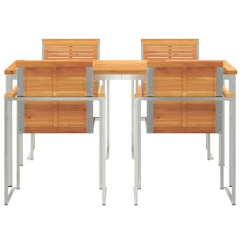 5-teiliges Garten Essgruppen Set aus massivem Akazienholz, Outdoor Esstisch 180x90x75 cm aus massivem Akazienholz