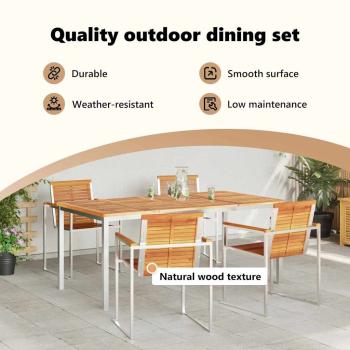 Garten Essgruppe 5 pcs Massives Akazienholz und Edelstahl