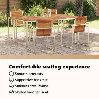 Garten Essgruppe 5 pcs Massives Akazienholz und Edelstahl