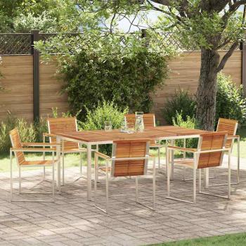 ARDEBO.de - 7-teilige Gartendining-Set Massivholz Akazie, Outdoor-Dining-Tisch 180x90x75 cm Massivholz Akazie