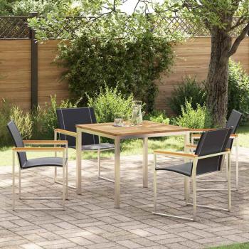5-teiliges Garten Essgruppe aus massivem Holz Akazie, Esszimmertisch 90x90x74.5 cm aus massivem Holz Akazie