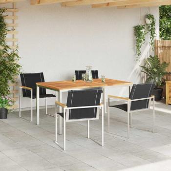 5-teiliges Garten Essgruppe Massivholz Akazie, Außentisch 150x90x75 cm Massivholz Akazie