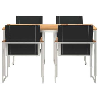 5-teiliges Garten Essgruppe Massivholz Akazie, Außentisch 150x90x75 cm Massivholz Akazie
