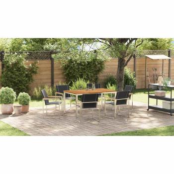 Garten Essgruppe 7 pcs Massives Akazienholz und Edelstahl