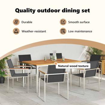 Garten Essgruppe 7 pcs Massives Akazienholz und Edelstahl