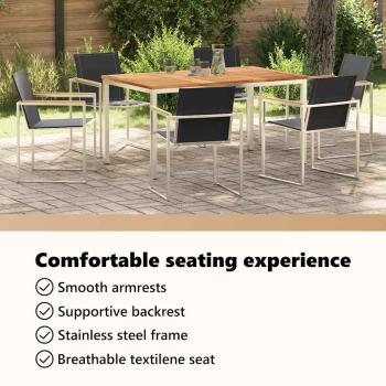 Garten Essgruppe 7 pcs Massives Akazienholz und Edelstahl