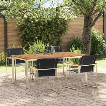 ARDEBO.de - 5-teiliges Garten Essset aus massivem Akazienholz, Outdoor Esstisch 180x90x75 cm aus massivem Akazienholz