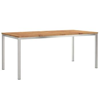 5-teiliges Garten Essset aus massivem Akazienholz, Outdoor Esstisch 180x90x75 cm aus massivem Akazienholz