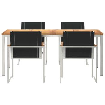 5-teiliges Garten Essset aus massivem Akazienholz, Outdoor Esstisch 180x90x75 cm aus massivem Akazienholz