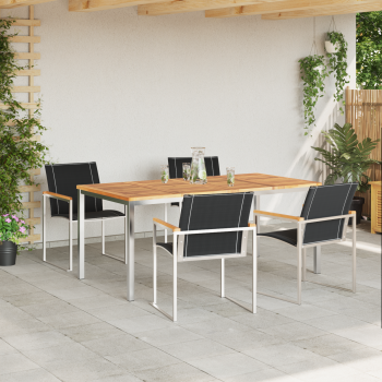 Garten Essgruppe 5 pcs Massives Akazienholz und Edelstahl