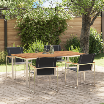Garten Essgruppe 5 pcs Massives Akazienholz und Edelstahl