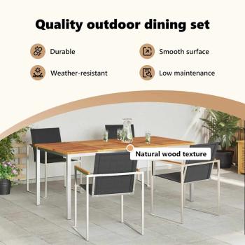 Garten Essgruppe 5 pcs Massives Akazienholz und Edelstahl
