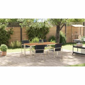 Garten Essgruppe 5 pcs Massives Akazienholz und Edelstahl