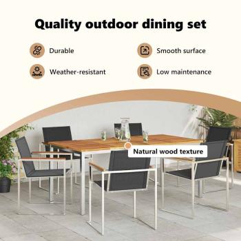Garten Essgruppe 7 pcs Massives Akazienholz und Edelstahl