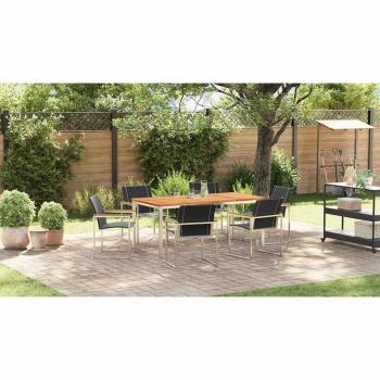 Garten Essgruppe 7 pcs Massives Akazienholz und Edelstahl