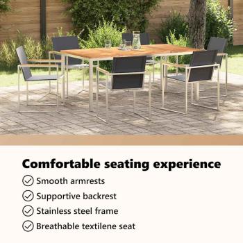 Garten Essgruppe 7 pcs Massives Akazienholz und Edelstahl