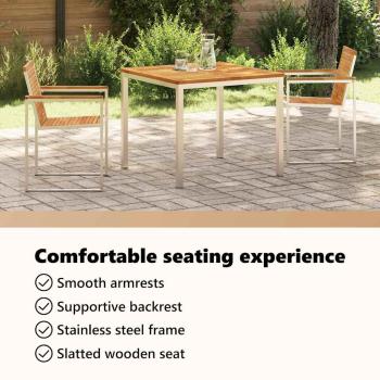 3-teiliges Garten Essset aus massivem Teakholz, Outdoor Esstisch 90x90x74,5 cm aus massivem Teakholz