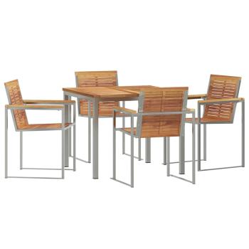 5-teiliges Garten-Essset aus massivem Teakholz, Gartentisch 90x90x74.5 cm aus massivem Teakholz