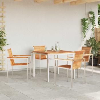 5-teiliges Garten-Essset aus massivem Teakholz, Gartentisch 90x90x74.5 cm aus massivem Teakholz