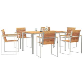 7-teilige Garten Essgruppe Massivholz Teak, Esszimmertisch 150x90x75 cm Massivholz Teak