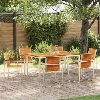 7-teilige Garten Essgruppe Massivholz Teak, Esszimmertisch 150x90x75 cm Massivholz Teak