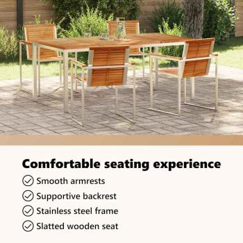 5-teiliges Garten Esstisch Set aus massivem Teakholz, Outdoor Esstisch 180x90x75 cm aus massivem Teakholz