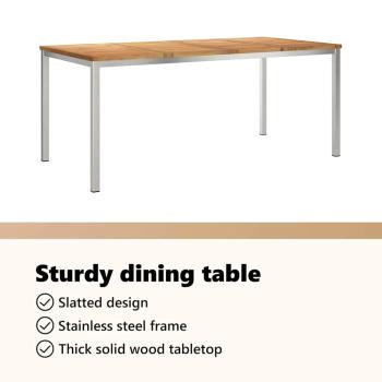 7-teiliges Garten Esstisch Set aus massivem Teakholz, Outdoor Esstisch 180x90x75 cm aus massivem Teakholz