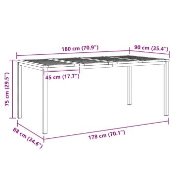 7-teiliges Garten Esstisch Set aus massivem Teakholz, Outdoor Esstisch 180x90x75 cm aus massivem Teakholz