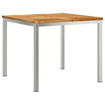 3-teilige Garten Essgruppe aus massivem Teakholz, Esstisch für draußen 90x90x74,5 cm aus massivem Teakholz