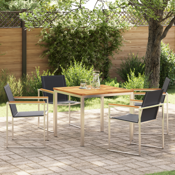 5-teilige Garten Essgruppe aus Massivholz Teak, Outdoor Esstisch 90x90x74.5 cm aus Massivholz Teak