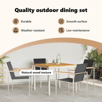 5-teilige Garten Essgruppe aus Massivholz Teak, Outdoor Esstisch 90x90x74.5 cm aus Massivholz Teak