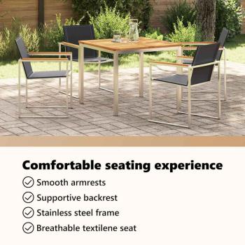 5-teilige Garten Essgruppe aus Massivholz Teak, Outdoor Esstisch 90x90x74.5 cm aus Massivholz Teak