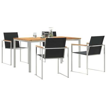 5-teiliges Garten Esszimmer Set Massivholz Teak, Outdoor Esstisch 150x90x75 cm Massivholz Teak