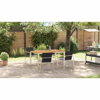 5-teiliges Garten Esszimmer Set Massivholz Teak, Outdoor Esstisch 150x90x75 cm Massivholz Teak