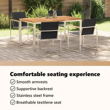 5-teiliges Garten Esszimmer Set Massivholz Teak, Outdoor Esstisch 150x90x75 cm Massivholz Teak