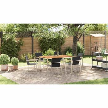 7-teilige Garten-Essgruppe aus Massivholz Teak, Essstuhl für draußen 150x90x75 cm aus Massivholz Teak