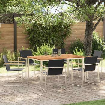 7-teilige Garten-Essgruppe aus Massivholz Teak, Essstuhl für draußen 150x90x75 cm aus Massivholz Teak