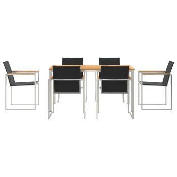 7-teilige Garten-Essgruppe aus Massivholz Teak, Essstuhl für draußen 150x90x75 cm aus Massivholz Teak