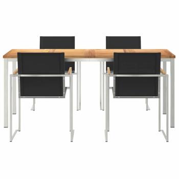 5-teiliges Garten Esszimmer Set aus Massivholz Teak, Outdoor Esstisch 180x90x75 cm aus Massivholz Teak