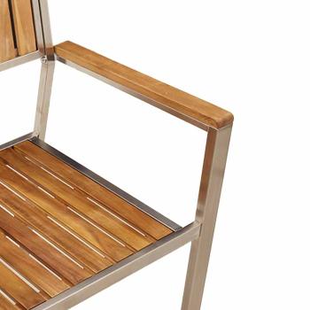 3-teiliges Garten Essset Massivholz Akazie, Stapelbare Gartenstühle 2 Stk. Massivholz Akazie und Metall