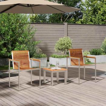 3-teiliges Sonnenliegenset mit Gartenstühlen aus solidem Teakholz