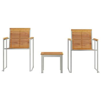 3-teiliges Sonnenliegenset mit Gartenstühlen aus solidem Teakholz