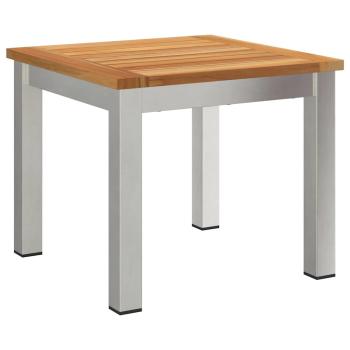 3-teiliges Garten Essgruppe Massivholz Teak, Stapelbare Gartenstühle 2 Stück Massivholz Teak und Stahl