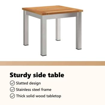 3-teiliges Garten Essgruppe Massivholz Teak, Stapelbare Gartenstühle 2 Stück Massivholz Teak und Stahl
