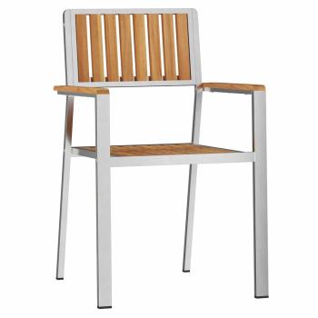 3-teiliges Garten-Esszimmer-Set aus massivem Teakholz, stapelbare Gartenstühle 2 Stück aus massivem Teakholz und Metall